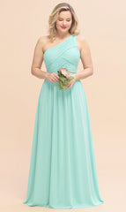 Elegant Long One Shoulder Chiffon Bridesmaid Dress