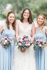 Light Blue A-Line Long Bridesmaid Dress with Ruching