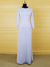Lilac Scoop Neck Sheath Long Mother of the Bride Dress with Long Sleeves