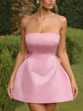 Cute Pink Strapless A-line Homecoming Dress with Bow
