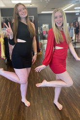One Shoulder Bodycon Homecoming Dress with Long Sleeves