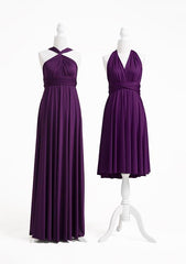 Purple Empire Long Bridesmaid Dress with Ruching