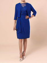 Royal Blue Scoop Neck Chiffon Sheath Mother of the Bride Dress