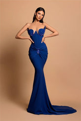Royal Blue Sweetheart Mermaid Long Evening Dress with Corset Bodice