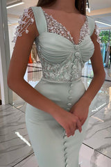 Sage Sweetheart Mermaid Long Prom Dress with Beading Bodice Detail