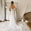 Mermaid V-neck Tulle Sweep Train Wedding Dress with Appliques Lace