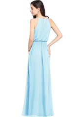 Casual Long Halter Chiffon Floor Length A Line Formal Dress