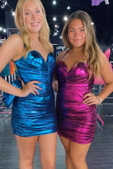 Sweetheart Bodycon Homecoming Dress with Ruching and Bow