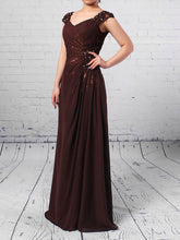 V-Neck Chiffon A-Line Long Mother of the Bride Dress