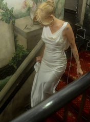 White Satin Sheath Wedding Dress
