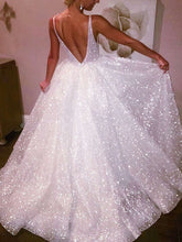 White Sequin A-Line Wedding Dress