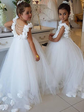 White Tulle A-Line Flower Girl Dress with Ruffles
