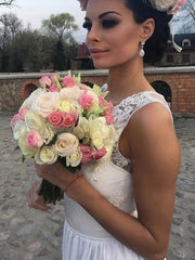 A-line Illusion Chiffon Floor-length Wedding Dress With Split Front