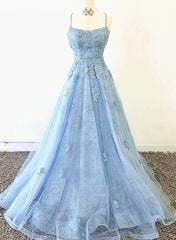 A-Line Lace Prom Dress with Square Neckline and Sweep Train-27dress