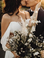 A-line Off-the-shoulder Chiffon Wedding Dress with Sweep Train