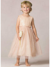 A-Line Sequined Sleeveless Jewel Neck Wedding Party Flower Girl Dresses-27dress