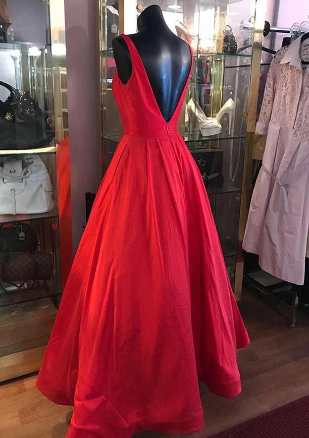 A-line Square Neckline Regular Straps Long/Floor-Length Satin Prom Dress-27dress
