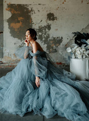 A-Line Sweetheart Floor-Length Tulle Prom Dress-27dress