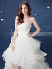 A-line Sweetheart Organza Asymmetrical Wedding Dress with Tiered Skirt
