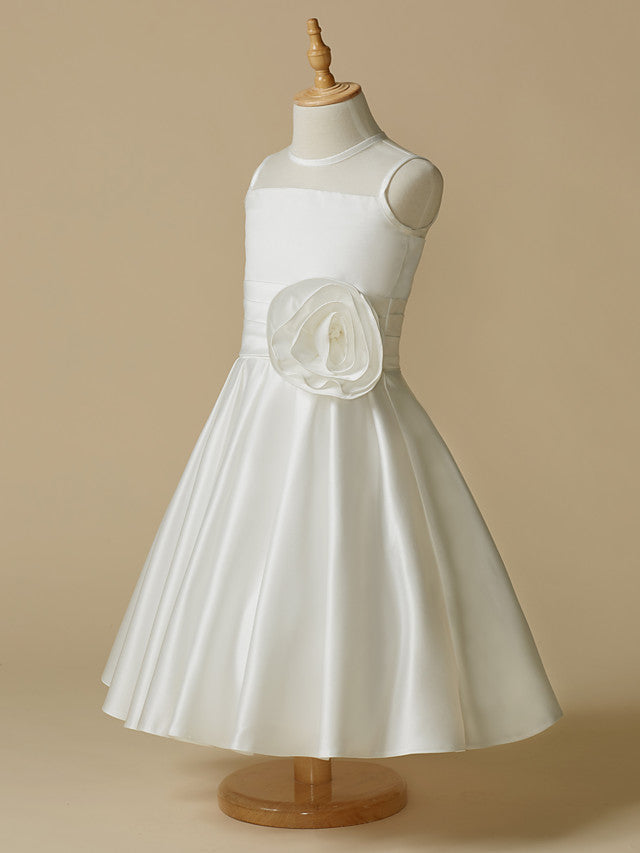 A-Line Taffeta Sleeveless Jewel Neck First Communion Short Flower Girl Dresses-27dress