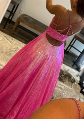 A-line V Neck Prom Dress with Sequins and Sweep Train-27dress