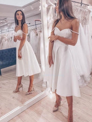 A-Line V-Neck Satin Wedding Dress with Pearl Detailing