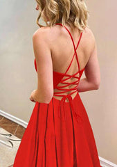 A-Line V Neck Sleeveless Chiffon Prom Dress With Appliqued Beading-27dress