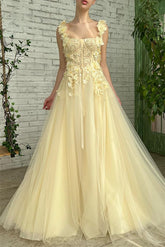 Daffodil Mermaid Strapless Sleeveless Evening Dress with Flowers On Sale