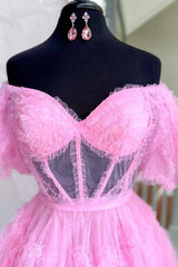 Fuchsia Corset A-Line Short Homecoming Dress