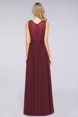 Affordable Burgundy V-Neck Ruffle Bridesmaid Dresses with Lace-Back-27dress