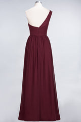 Affordable Chiffon One-Shoulder Ruffle Bridesmaid Dress with Beadings-27dress