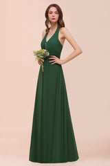Affordable Halter Beading Ruffle Dark Green Bridesmaid Dress With Shawl-27dress