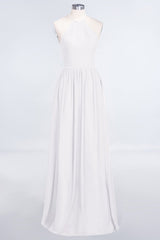 Affordable Halter Sleeveless Long Burgundy Bridesmaid Dress with Ruffle-27dress