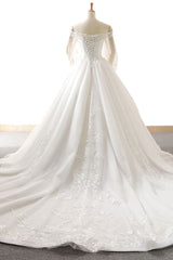 Affordable Longsleeves Appliques Tulle Wedding Dresses A-line Lace White Bridal Gowns On Sale-27dress