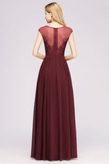 Affordable Scoop Lace Appliques Yellow Bridesmaid Dresses with Slit-27dress