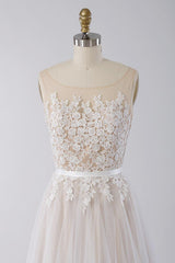 Affordable Sleeveless Jewel Appliques Wedding Dress Tulle Ruffles A-line Bridal Gowns On Sale-27dress