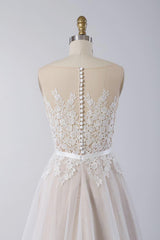 Affordable Sleeveless Jewel Appliques Wedding Dress Tulle Ruffles A-line Bridal Gowns On Sale-27dress