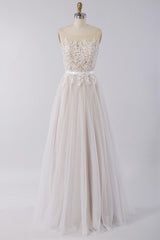 Affordable Sleeveless Jewel Appliques Wedding Dress Tulle Ruffles A-line Bridal Gowns On Sale-27dress