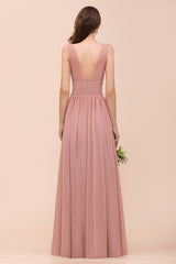 Affordable Sleeveless Ruffle Vintage Mauve Bridesmaid Dress-27dress