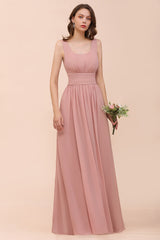 Affordable Sleeveless Ruffle Vintage Mauve Bridesmaid Dress-27dress