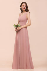 Affordable Sleeveless Ruffle Vintage Mauve Bridesmaid Dress-27dress