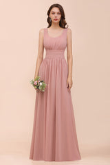 Affordable Sleeveless Ruffle Vintage Mauve Bridesmaid Dress-27dress