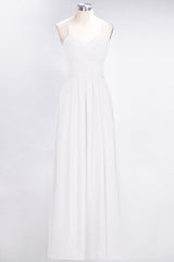 Affordable Spaghetti Straps V-Neck Burgundy Chiffon Bridesmaid Dress with Keyhole Back-27dress