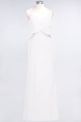 Affordable Spaghetti-Straps V-Neck Burgundy Chiffon Bridesmaid Dresses-27dress