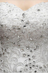 Affordable Strapless Sweetheart Ball Gown Wedding Dress Appliques Sleeveless Bridal Gowns with Beadings-27dress