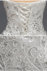 Affordable Strapless Sweetheart Ball Gown Wedding Dress Appliques Sleeveless Bridal Gowns with Beadings-27dress