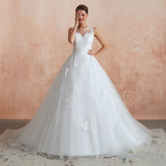Affordable Sweetheart Sleeveless White Lace Wedding Dresses Online-27dress