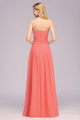 Affordable Sweetheart Strapless Chiffon Bridesmaid Dress with Flower-27dress