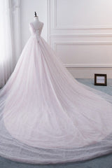 Affordable V-Neck Sleeveless Wedding Dress Lace Appliques Bedaings Long Bridal Gowns On Sale-27dress