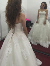 Applique Lace Court Train Ball Gown Wedding Dress